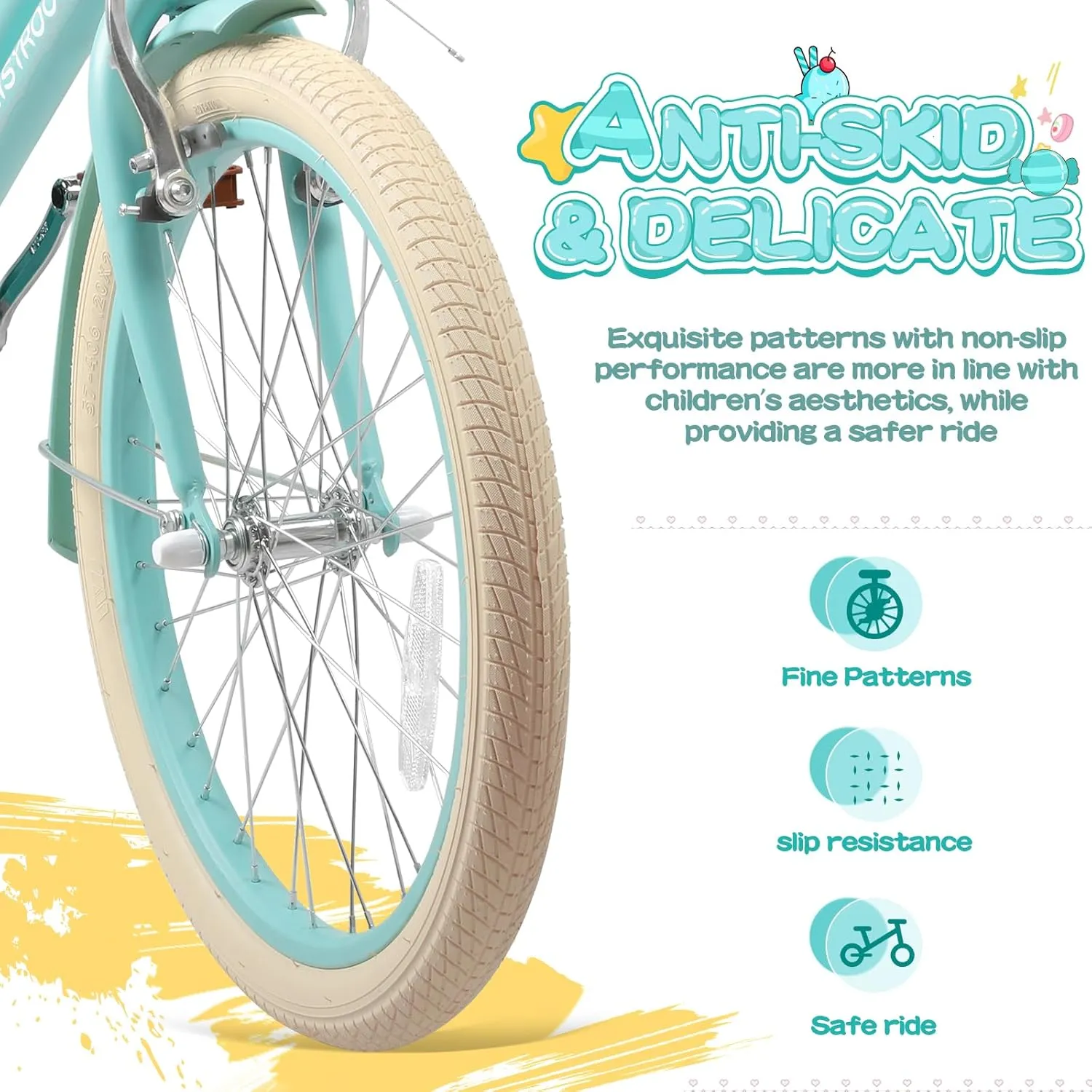 20 Inch Grils Bike with Basket, Kids Bike with Kickstand for Ages 5-12 Girls, Kids Bicycle with Suspension Fork, Dual-Disc Brake Steel Frame Bicycle for Girls