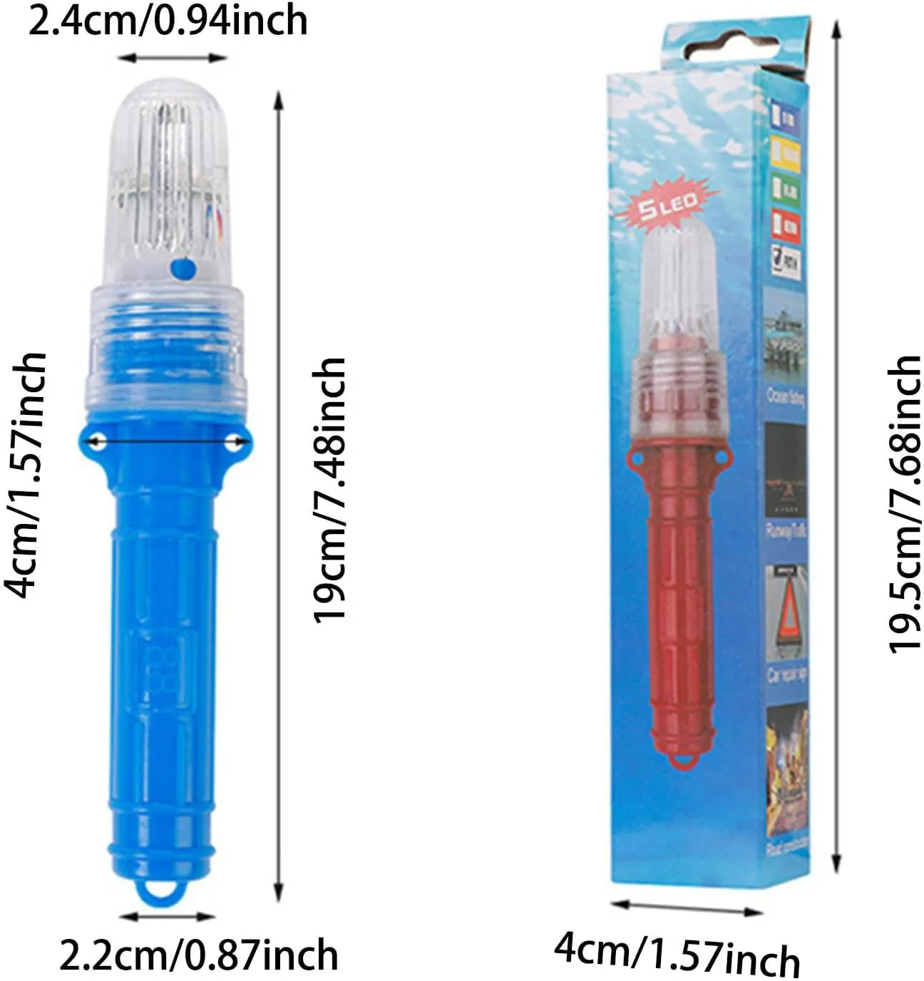 2pcs Coast Guard Approved Boat Flares Kit - Auto Marine Flares-Waterproof Emergency Signals for Fishing Nets, Life Rafts, Buoys & Boats, Intelligent Light Control (Red)