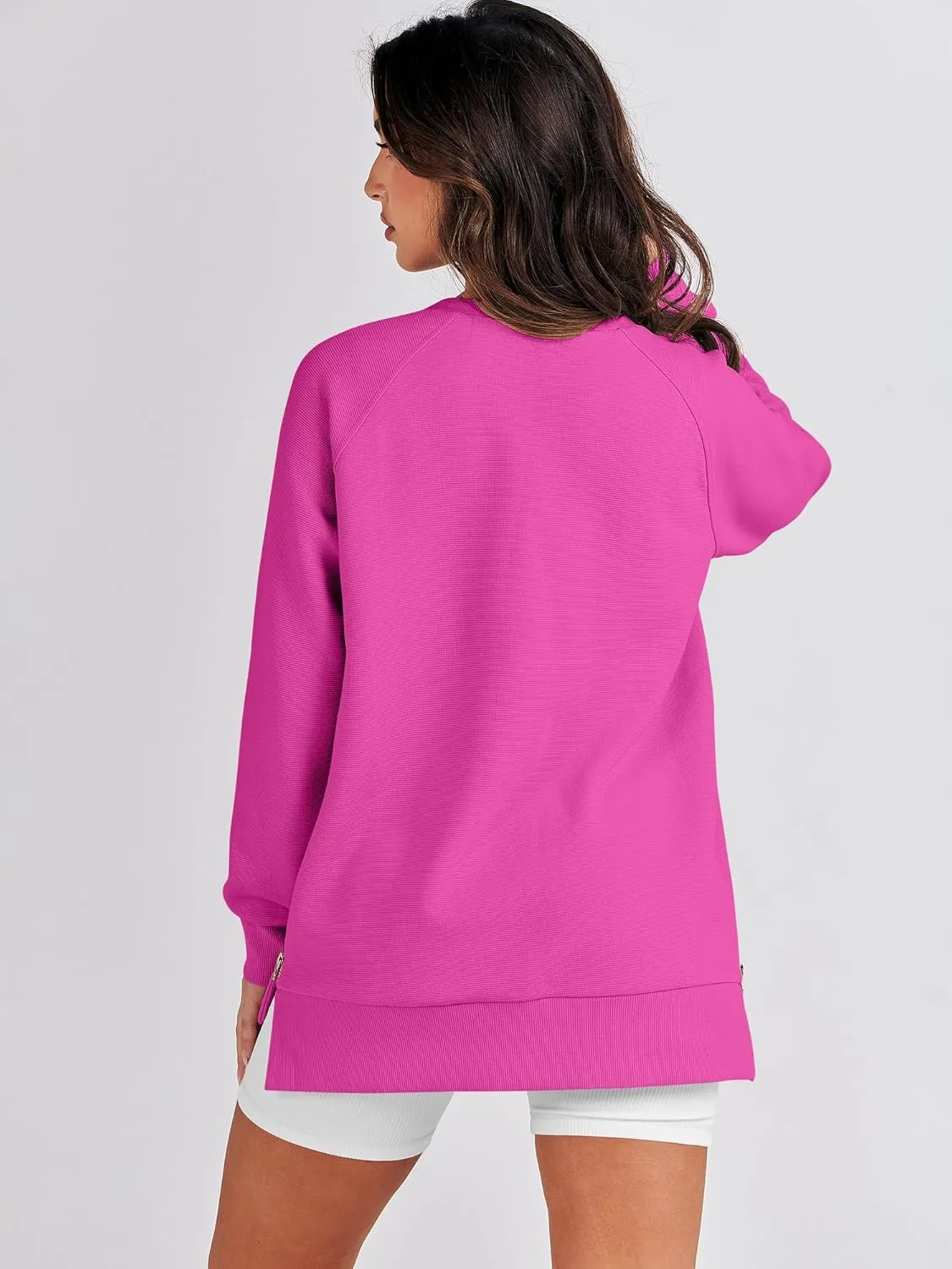 ANRABESS Women's Oversized Sweatshirts Crewneck Long Sleeve Tunic Pullover Shirts Side Zipper Hoodies 2025 Fall Clothes