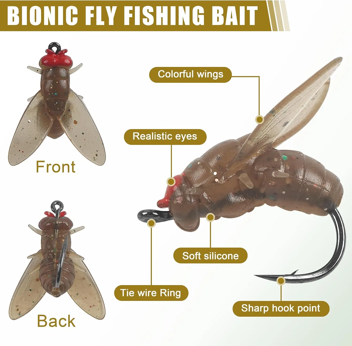 Bionic Fly Fishing Bait,18pcs/36pcs Trout Jig Swimbait Fly Hook Soft Bait Dry Flies Fly Fishing Lures Assortment Kit Attractant Fishing Gear Artificial Fishing Lure Panfish Lure Set