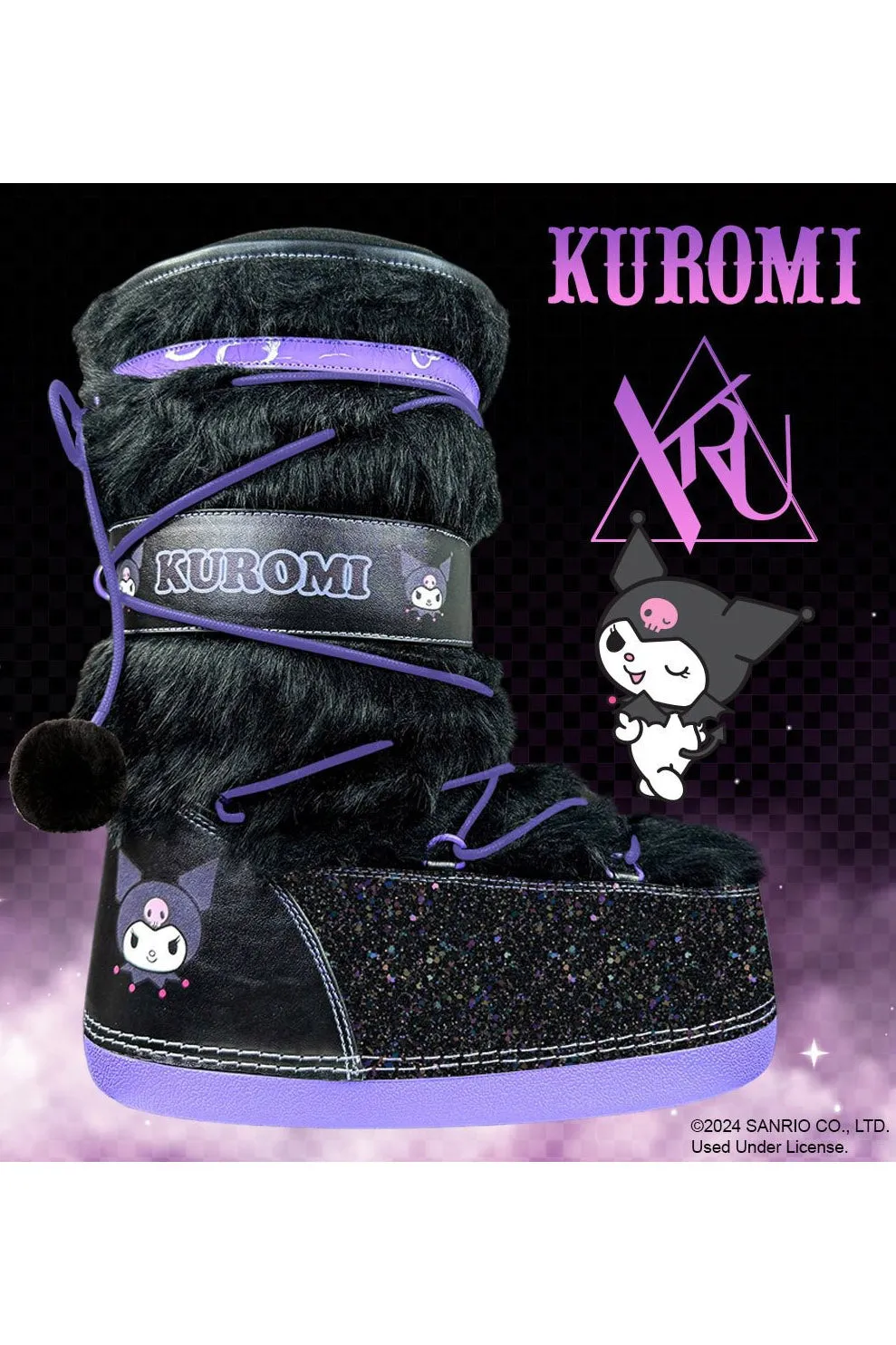 Blizz Kuromi Snow Boots [Black/Lavender]