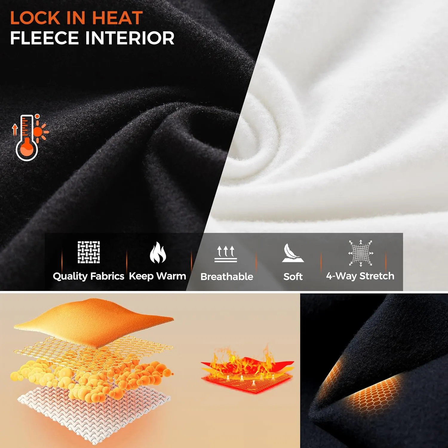 COOLOMG Mens Thermal Baselayer Fleece Lined Shirts Cold Weather Compression Long Sleeve Tops