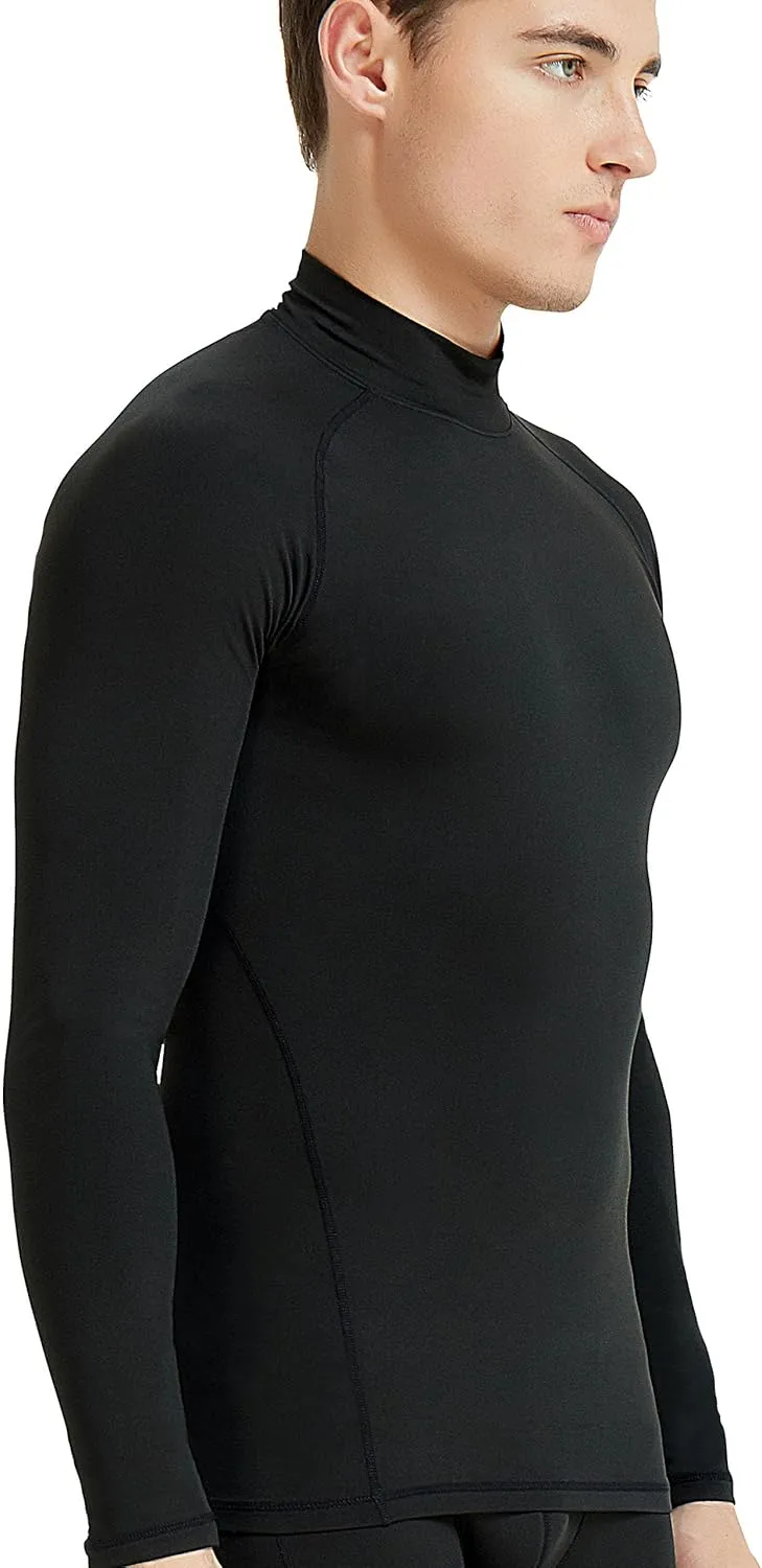 COOLOMG Mens Thermal Baselayer Fleece Lined Shirts Cold Weather Compression Long Sleeve Tops