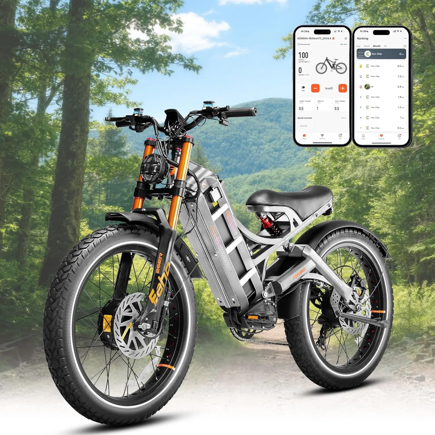 eAhora Romeo Pro 3 [2025 Latest] 50 Mph Electric Bike for Adults, 5000W Dual Motor Ebike, 60V 80Ah 250 Miles Long Range Electric Bike, 26*4.0 Fat Tire Air Full Suspension Off-Road E-Bike, UL2849