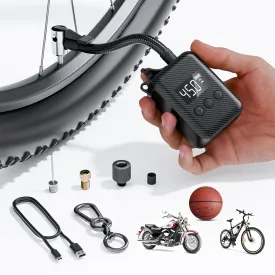 Electric Mini Bike Pump 130 PSI, Portable Bike Tire Pump with Gauge, Rechargeable Tiny Bicycle Inflator, Auto-shutoff Air Pump for Mountain/City/Road Bike with Presta & Schrader Valve