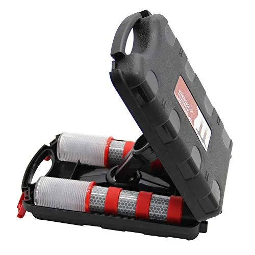 Emergency Roadside Flares Kit LED Safety Strobe Road Warning Light Highway Beacon Alert Flare with Magnetic Base, Detachable Stand, Solid Storage Case - 2 Pack