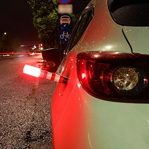 Emergency Roadside Flares Kit LED Safety Strobe Road Warning Light Highway Beacon Alert Flare with Magnetic Base, Detachable Stand, Solid Storage Case - 2 Pack
