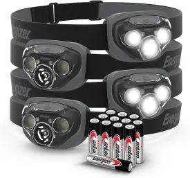 Energizer LED Headlamps PRO260 (4-Pack), IPX4 Water Resistant Headlamps, High-Performance Head Light for Outdoors, Camping, Running, Storm, Survival LED Light for Emergencies (Batteries Included)