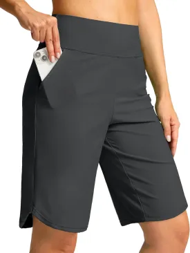 G Gradual Women's High Waisted Swim Board Shorts 11" Knee Length Beach Swimming Long Shorts for Women with Pockets Liner