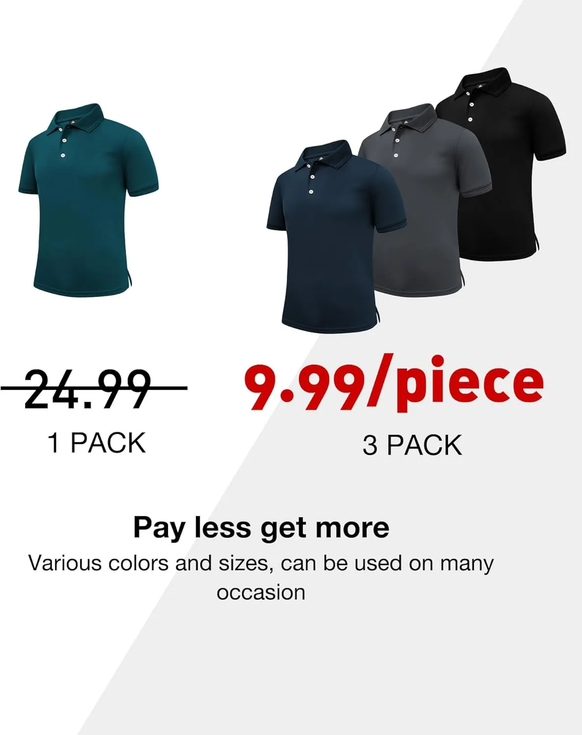 GEEK LIGHTING 3 Pack Mens Polo Shirts Short Sleeve Golf Shirt for Men Casual Athletic Collared T-Shirts