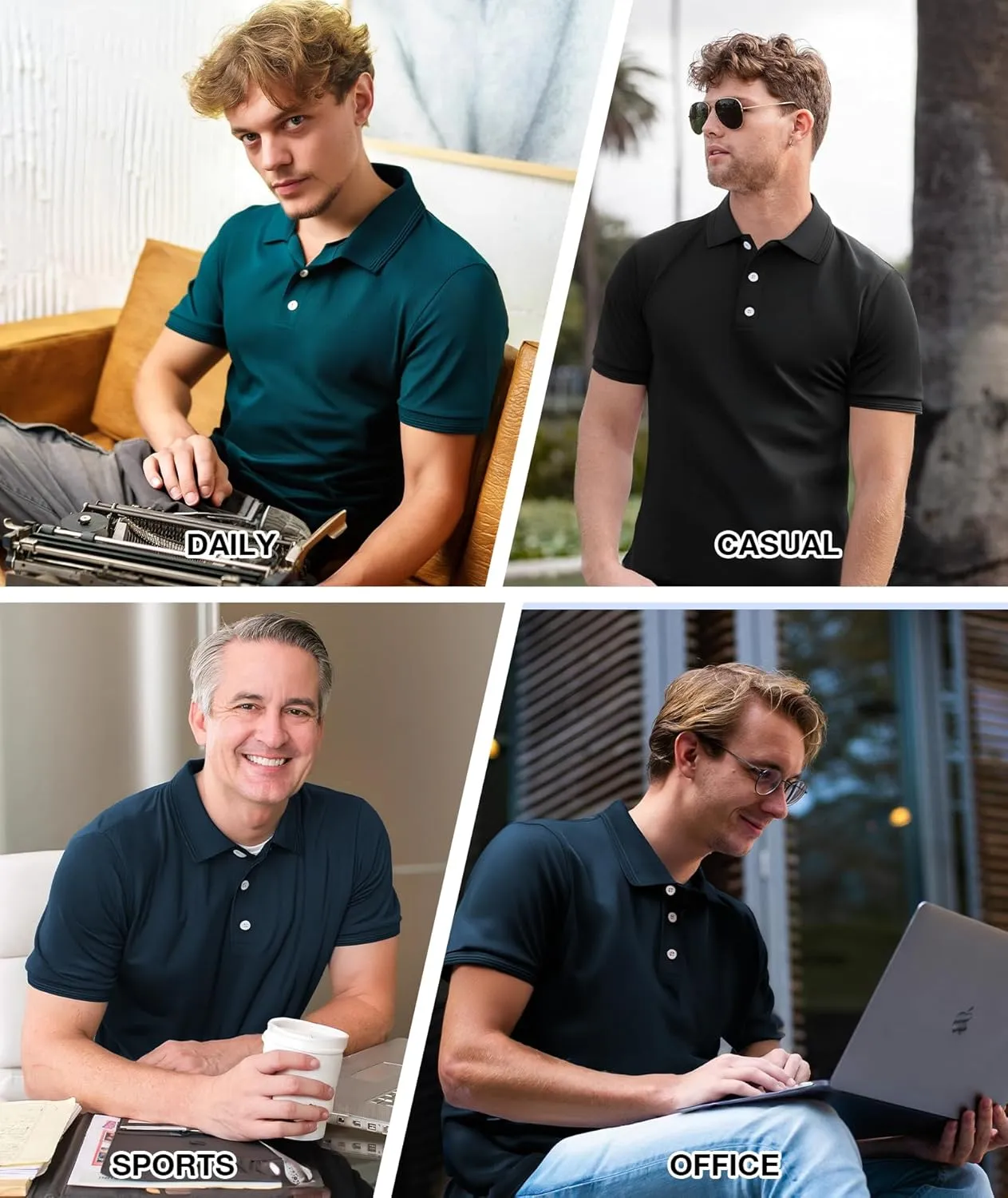 GEEK LIGHTING 3 Pack Mens Polo Shirts Short Sleeve Golf Shirt for Men Casual Athletic Collared T-Shirts