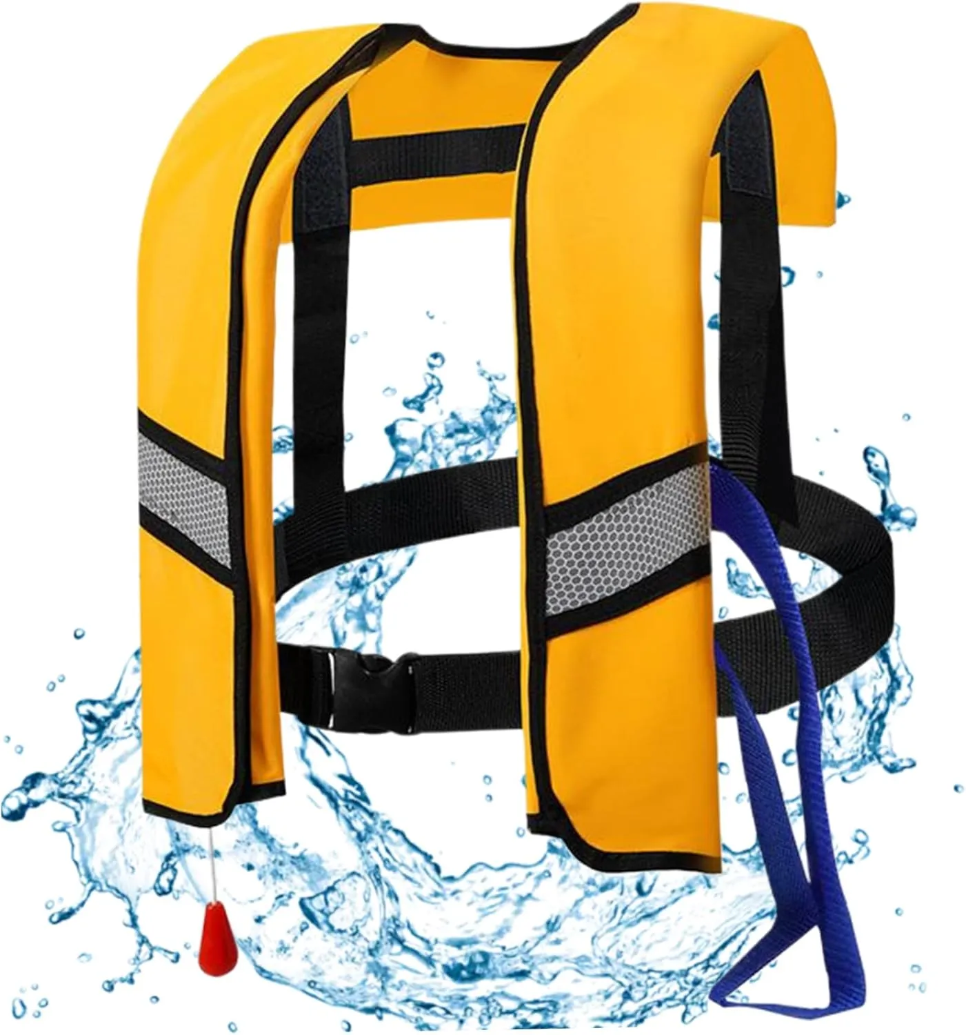 Inflatable Life Jackets for Adults, 150N Nylon Inflatable Life Vest with Reflective Strips & Whistle, Life Jackets Automatic Inflation for Adults (Yellow)