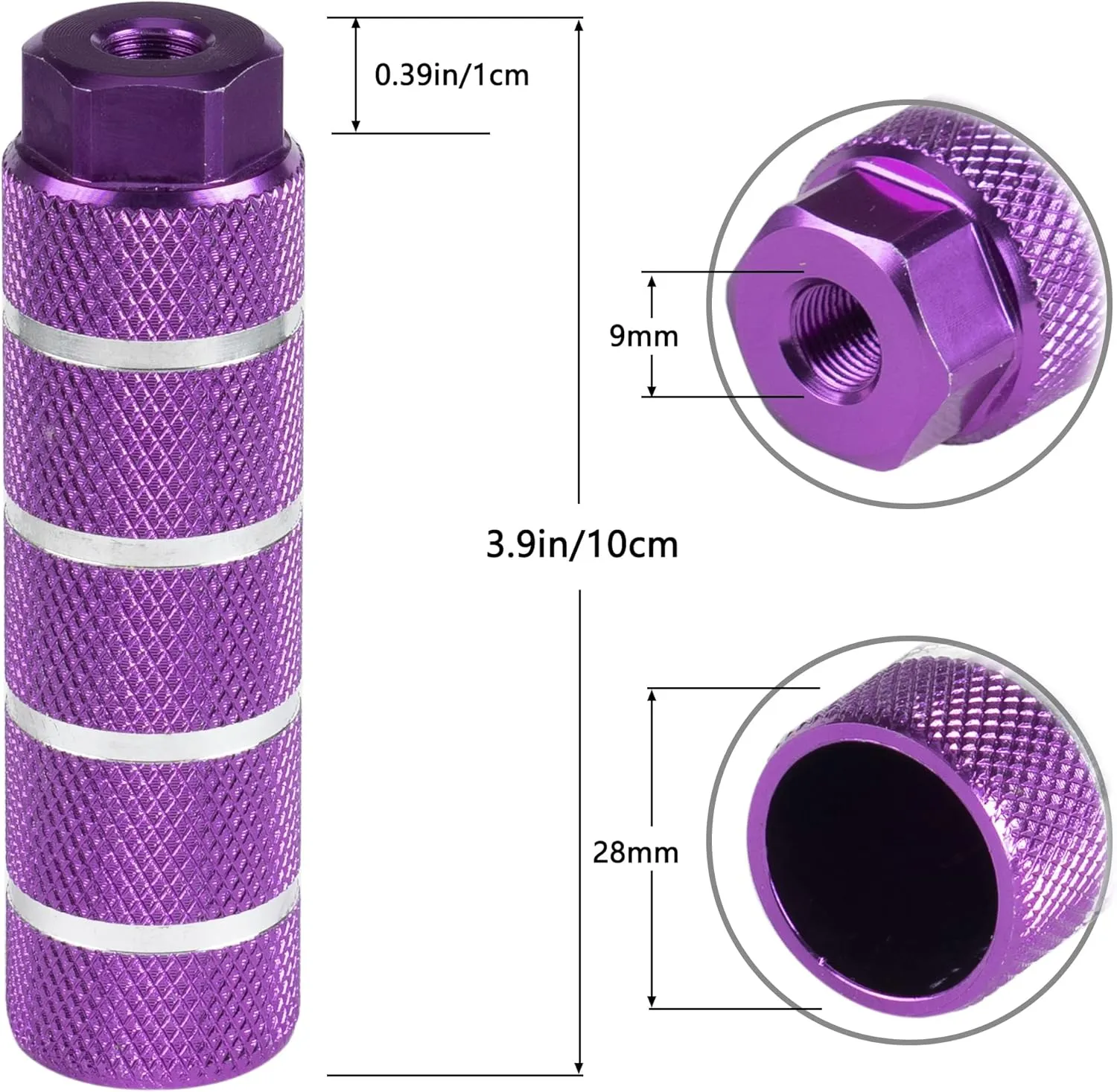 KINSPORY 4 Pack Bike Pegs for 3/8 inch Axles, Aluminum Alloy Anti-Skid BMX Bicycle Pegs for Mountain Bike Backseats Stands Cycling Rear Stunt Pegs