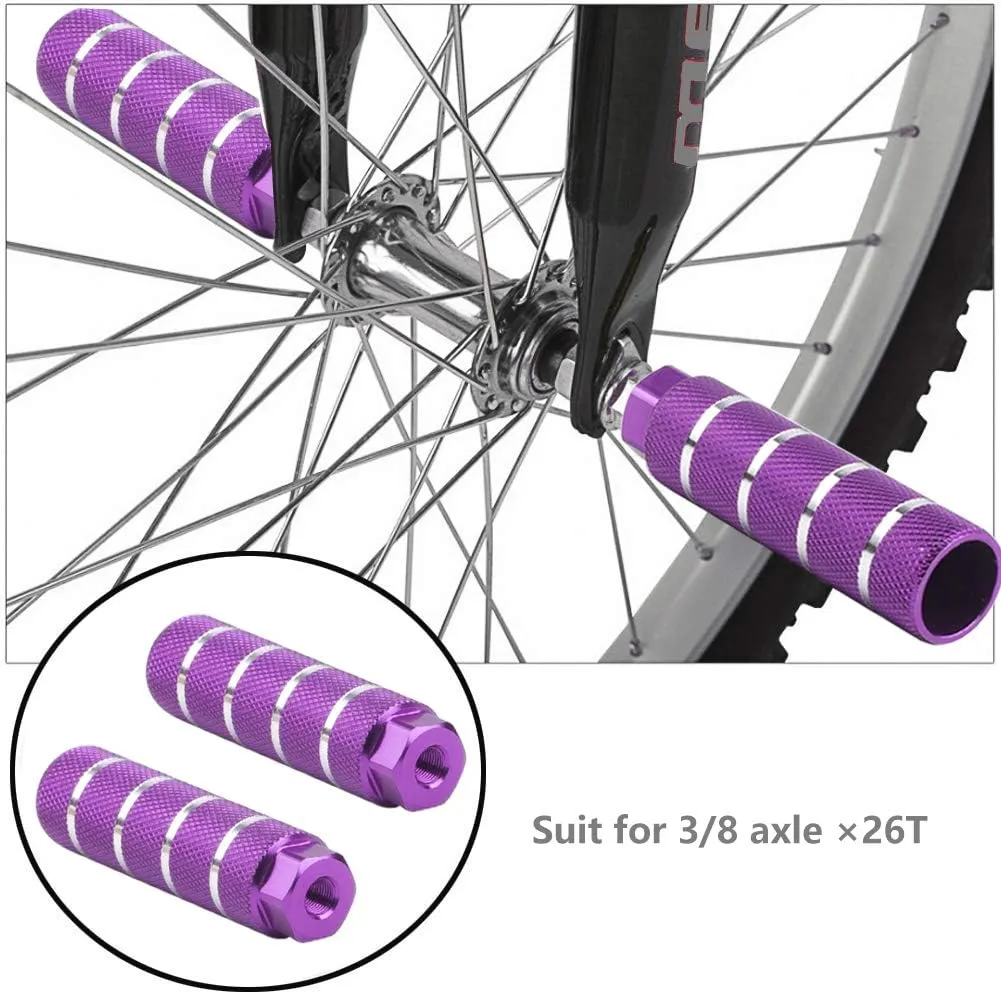 KINSPORY 4 Pack Bike Pegs for 3/8 inch Axles, Aluminum Alloy Anti-Skid BMX Bicycle Pegs for Mountain Bike Backseats Stands Cycling Rear Stunt Pegs