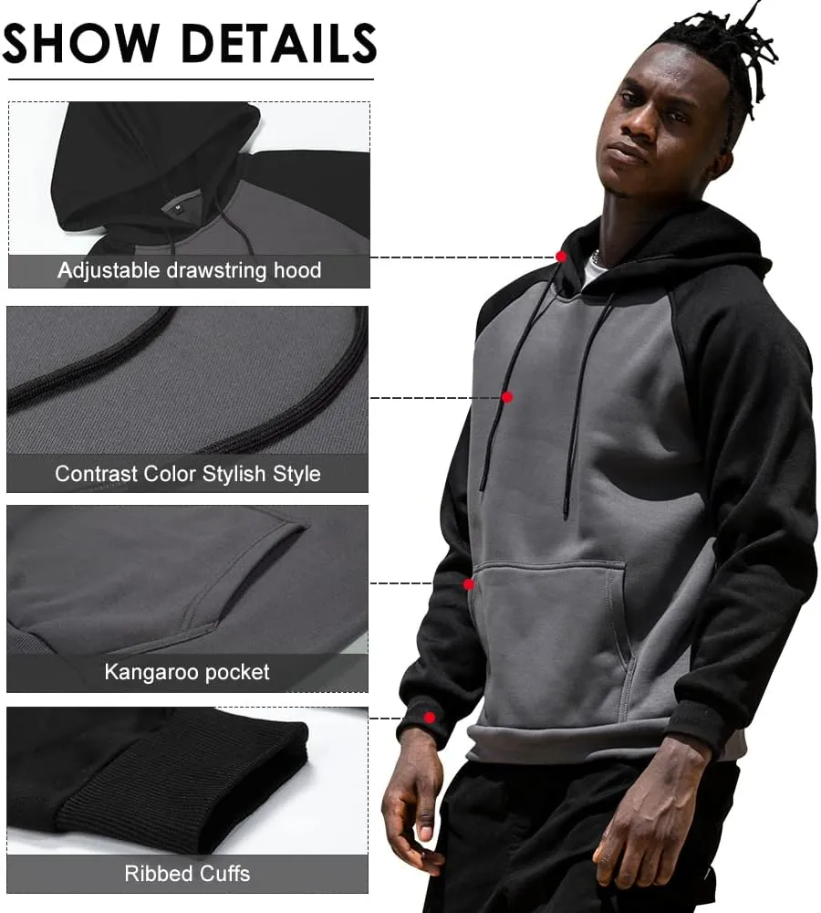 LBL Leading the Better Life Men's Solid Pullover Hoodies Sports Soft Blend Fleece Hooded Sweatshirts with Kangaroo Pocket