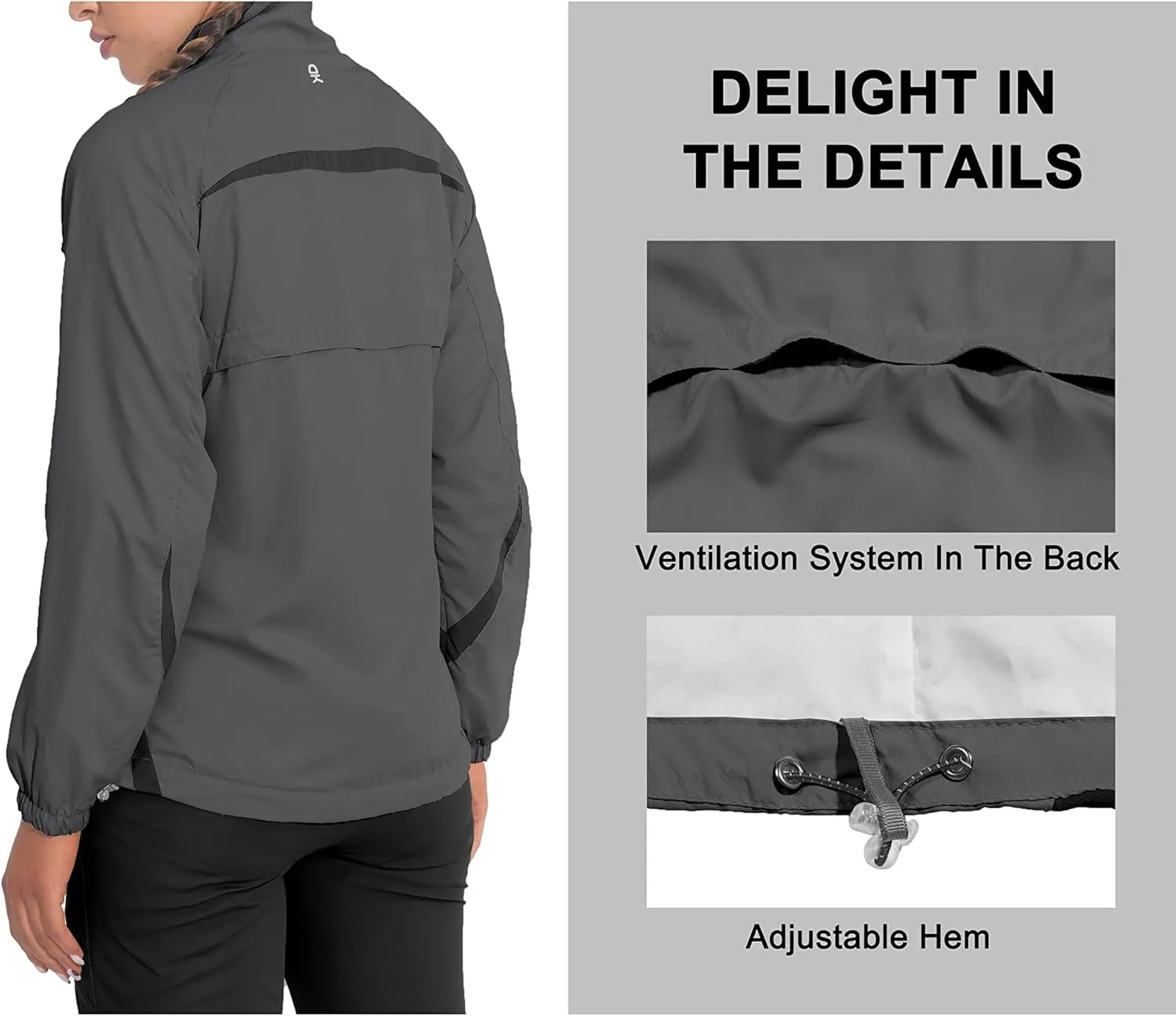 Little Donkey Andy Women Lightweight Running Jacket 2 Pieces Set, Full Zip Track Sports Suits for Cycling, UV Protection