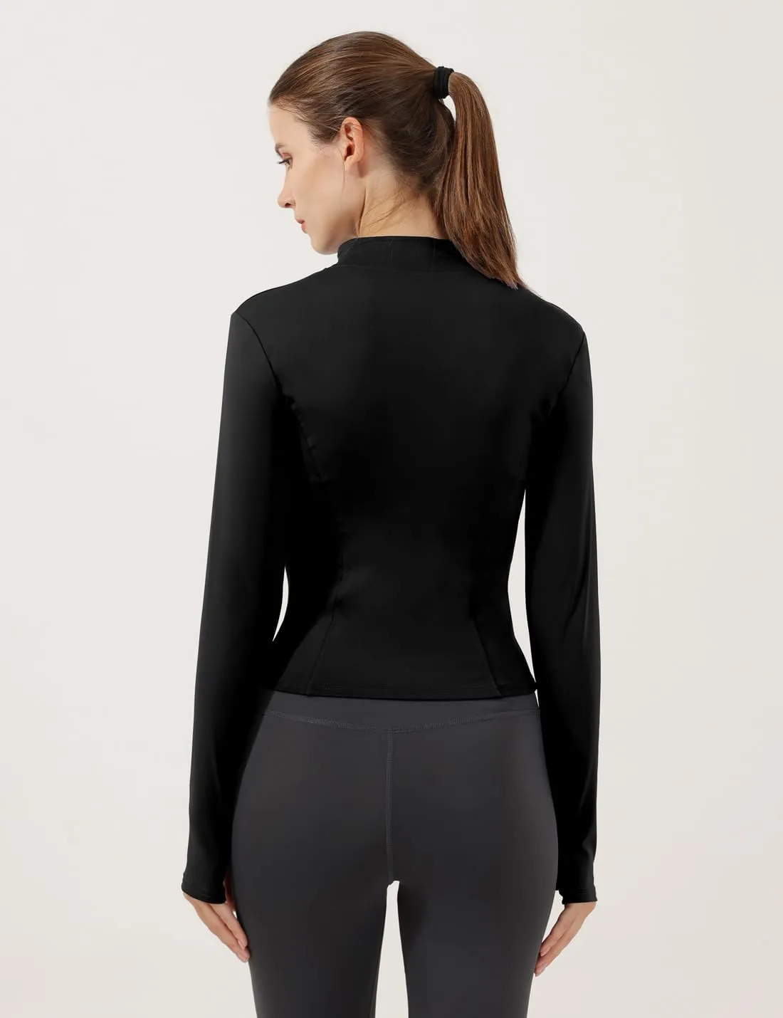 Locachy Women's Lightweight Stretchy Workout Full Zip Running Track Jacket with Thumb Holes