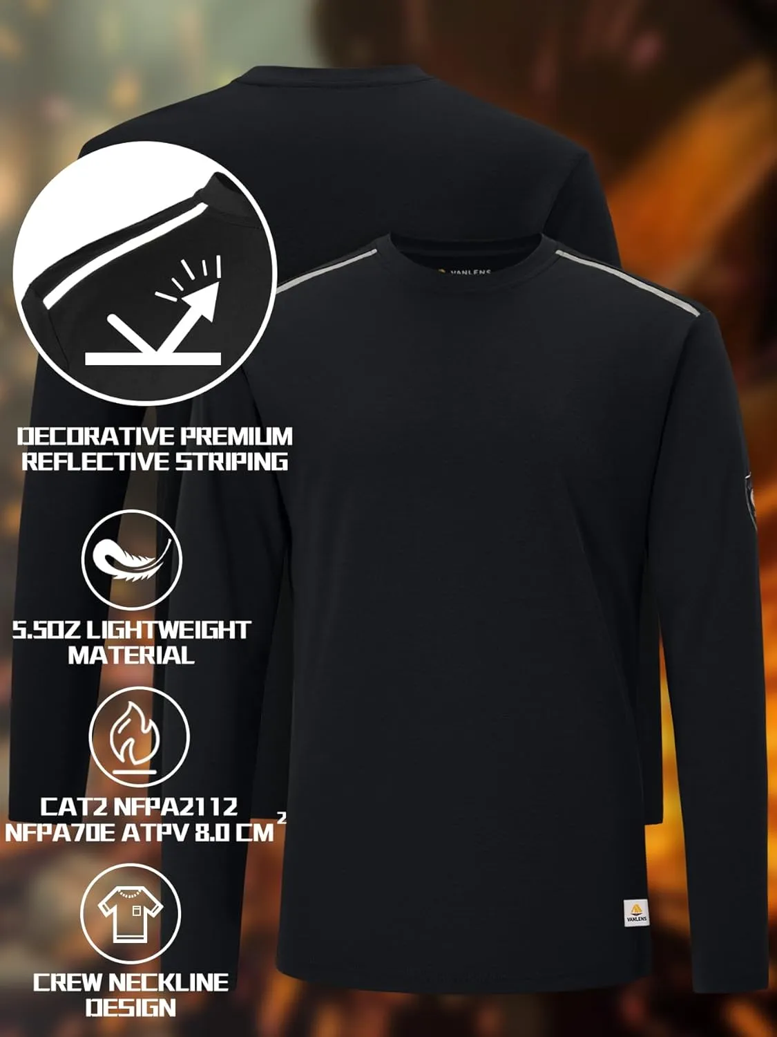 Men's Green Large Regular Fit 5.5oz 100% Cotton Long Sleeve FR Shirt for Work & Outdoor Activities