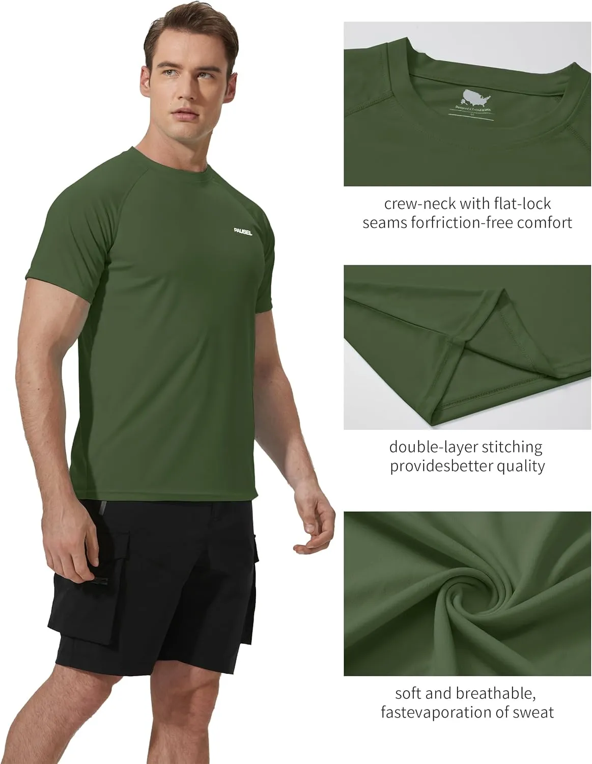 Men's Rash Guard Swim Shirts Short Sleeve UV Sun Protection Quick Dry UPF 50  SPF Fishing Beach Water Shirt