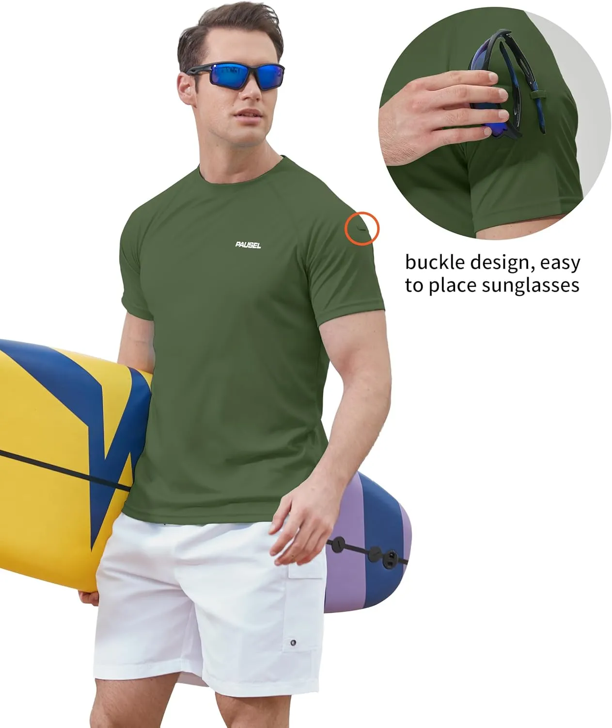 Men's Rash Guard Swim Shirts Short Sleeve UV Sun Protection Quick Dry UPF 50  SPF Fishing Beach Water Shirt