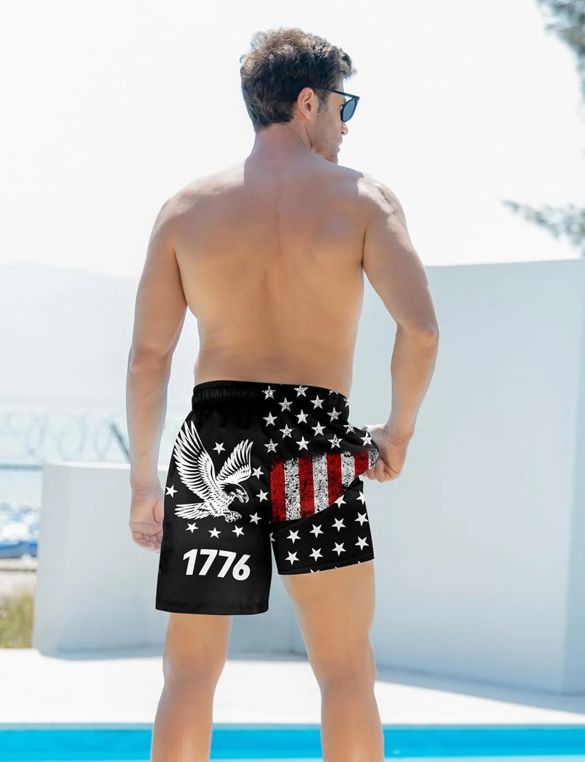 Mens Swim Trunks with Compression Liner 5.5" Inseam Quick Dry Swimsuit Shorts S-XXL