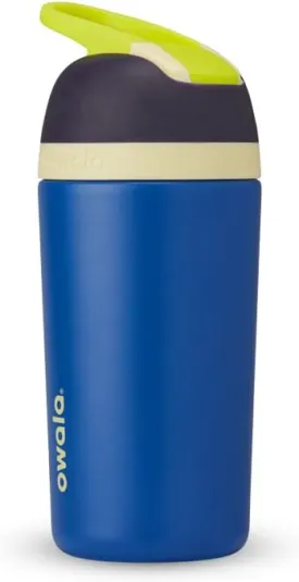 Owala Kids Flip Insulated Stainless-Steel Water Bottle with Straw and Locking Lid, 14-Ounce, Navy/Blue (Celestial Sphere)