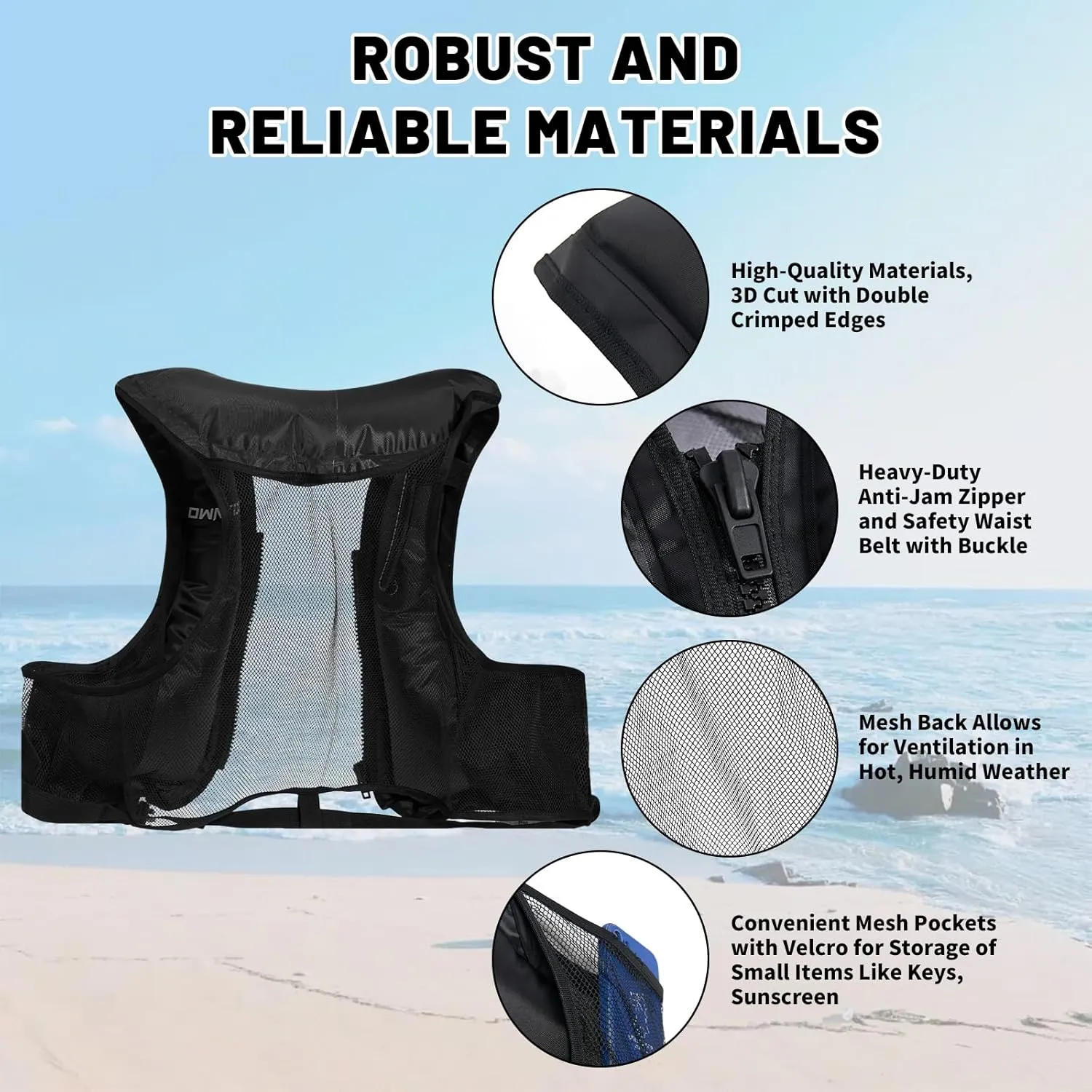 Owntop Inflatable Snorkel Vest for Adult Snorkeling Vests for Men Women Water Sport Swim Vest for Snorkeling, Kayaking, Swimming, Paddleboarding, Portable Swim Jacket with Pockets