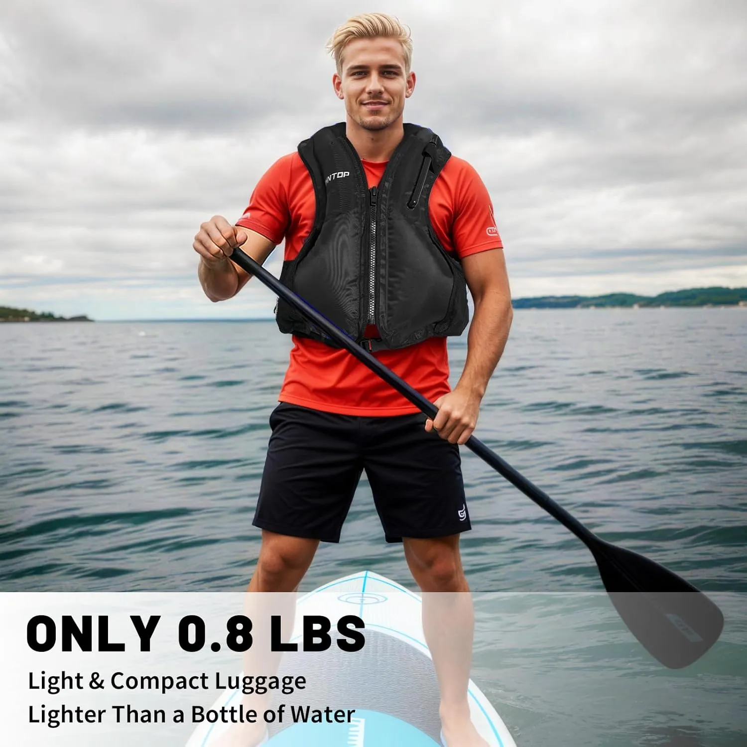 Owntop Inflatable Snorkel Vest for Adult Snorkeling Vests for Men Women Water Sport Swim Vest for Snorkeling, Kayaking, Swimming, Paddleboarding, Portable Swim Jacket with Pockets