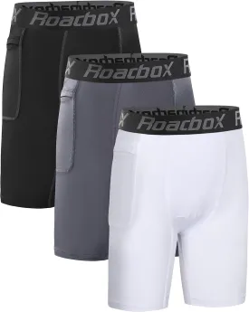 Roadbox Youth Boys Compression Shorts - Spandex Athletic Kids Running Compression Underwear for Basketball Baseball Soccer