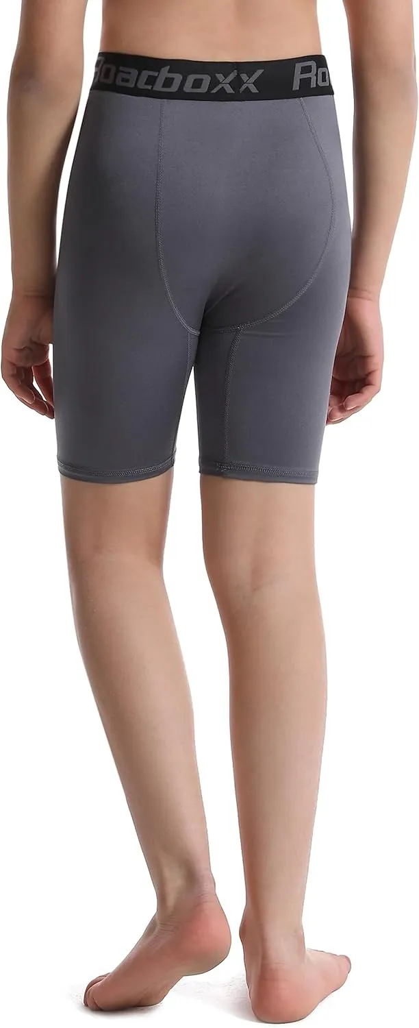 Roadbox Youth Boys Compression Shorts - Spandex Athletic Kids Running Compression Underwear for Basketball Baseball Soccer
