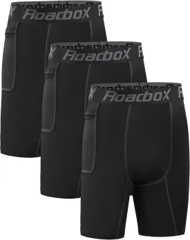 Roadbox Youth Boys Compression Shorts - Spandex Athletic Kids Running Compression Underwear for Basketball Baseball Soccer