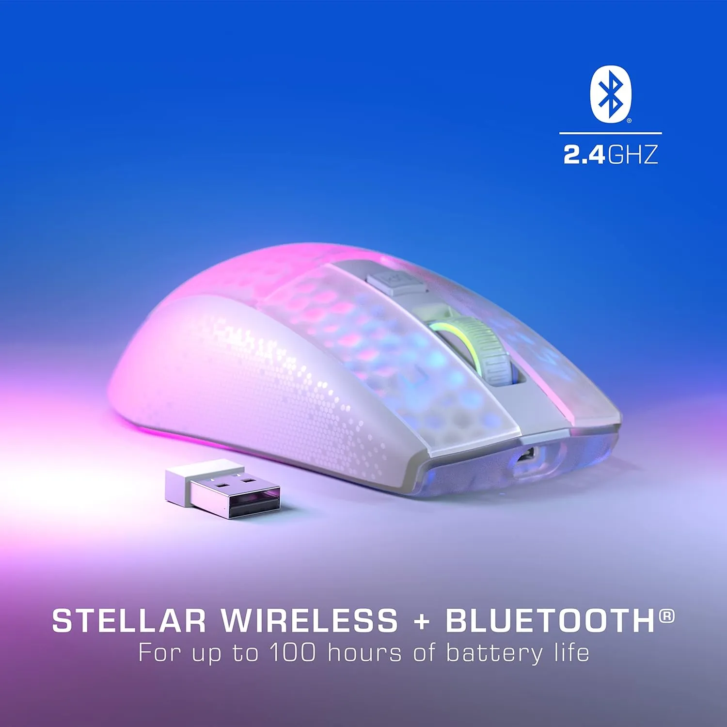 ROCCAT Burst Pro Air Lightweight Symmetrical Wireless RGB Gaming Mouse with 19K DPI Optical Owl-Eye Sensor, Optical Switches, Titan Wheel, 81-Gram Weight White