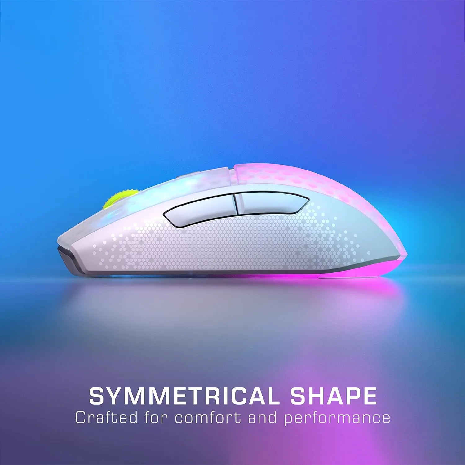 ROCCAT Burst Pro Air Lightweight Symmetrical Wireless RGB Gaming Mouse with 19K DPI Optical Owl-Eye Sensor, Optical Switches, Titan Wheel, 81-Gram Weight White