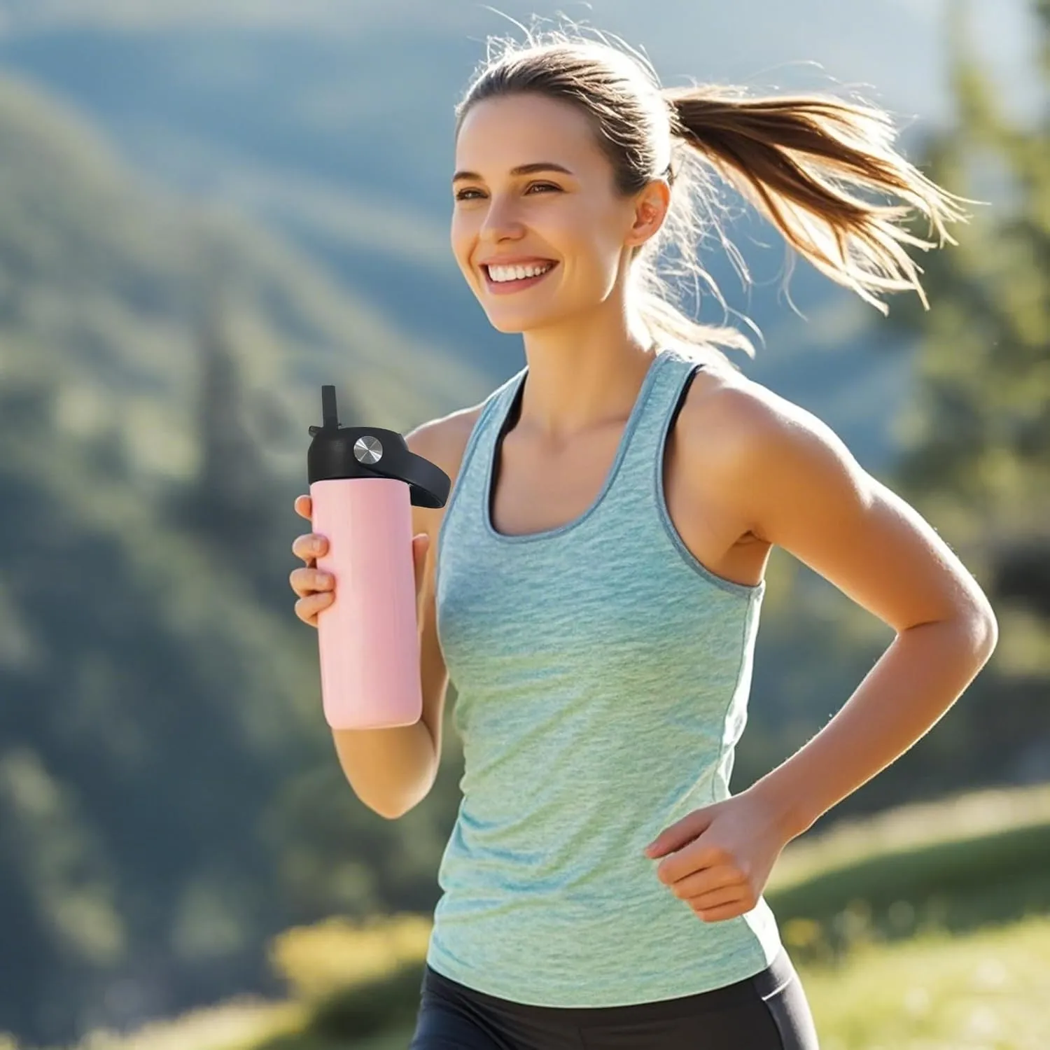 Straw Lid for Hydro Flask, Lids with Straw Compatible with Hydro Flask Wide Mouth 12/18/20/32/40 oz Water Bottles, Leak-Proof Drinking Cap with Replacement Straw, Durable Sport Bottle Lid Accessories