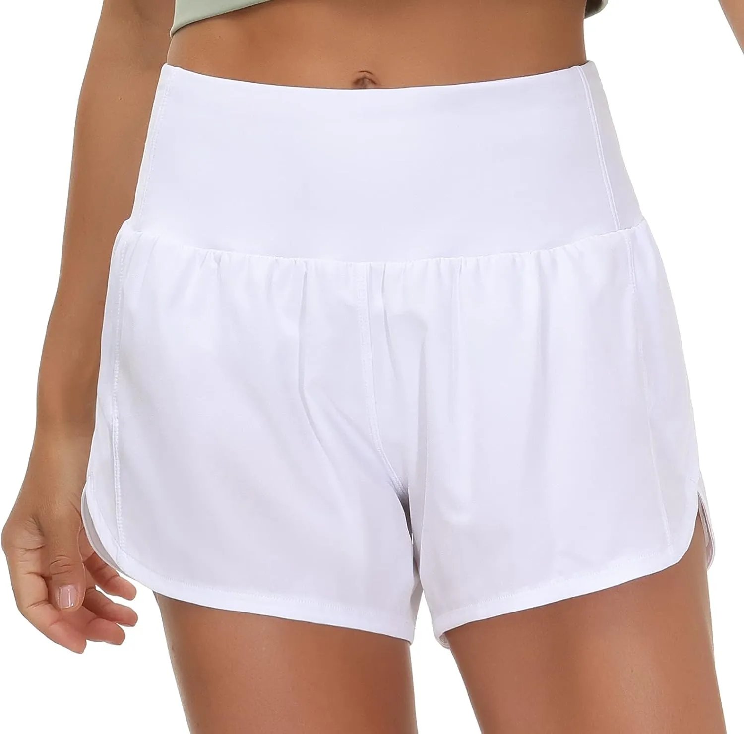 THE GYM PEOPLE Womens High Waisted Running Shorts Quick Dry Athletic Workout Shorts with Mesh Liner Zipper Pockets