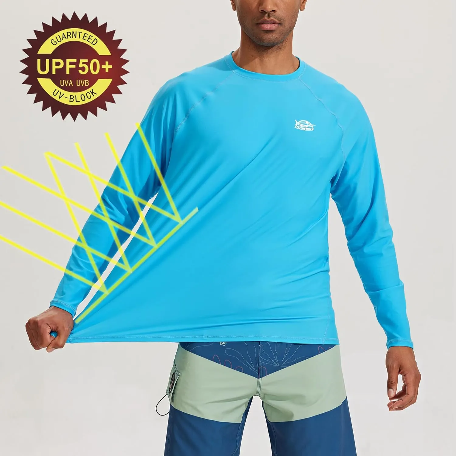 Willit Men's Rash Guard Swim Shirts SPF Water Shirt Long Sleeve UPF 50  Sun Protection Loose Fit Quick Dry