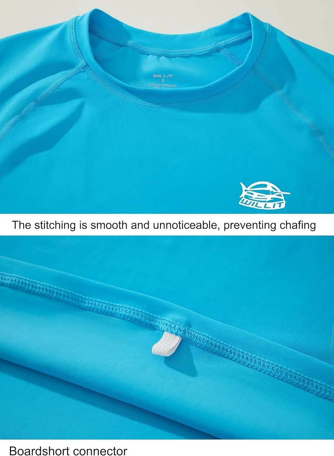 Willit Men's Rash Guard Swim Shirts SPF Water Shirt Long Sleeve UPF 50  Sun Protection Loose Fit Quick Dry