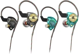 Wired Gaming Earbuds 2 Pack, Ak3file in Ear Monitors, Deep Bass Sound Wired Earbuds, HiFi in Ear Headphones with 1DD 10mm Dynamic Driver, IEM for Music Gaming Video Calling (Black Green)