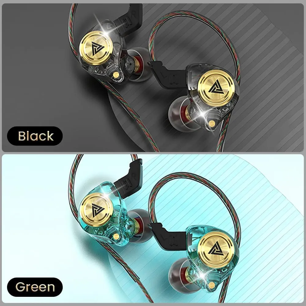 Wired Gaming Earbuds 2 Pack, Ak3file in Ear Monitors, Deep Bass Sound Wired Earbuds, HiFi in Ear Headphones with 1DD 10mm Dynamic Driver, IEM for Music Gaming Video Calling (Black Green)