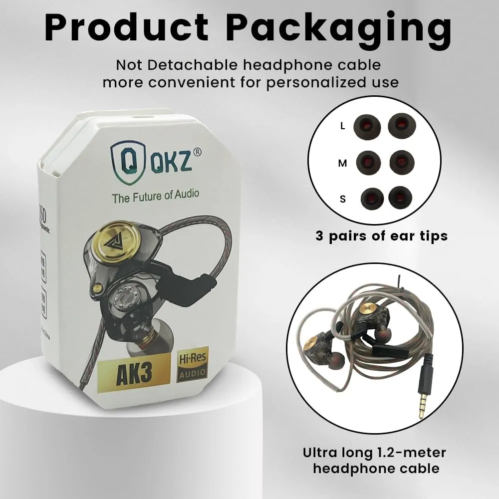 Wired Gaming Earbuds, Ak3file in Ear Monitors, Deep Bass Sound Wired Earbuds, HiFi in Ear Headphones with 1DD 10mm Dynamic Driver, IEM for Music Gaming Video Calling (Black)