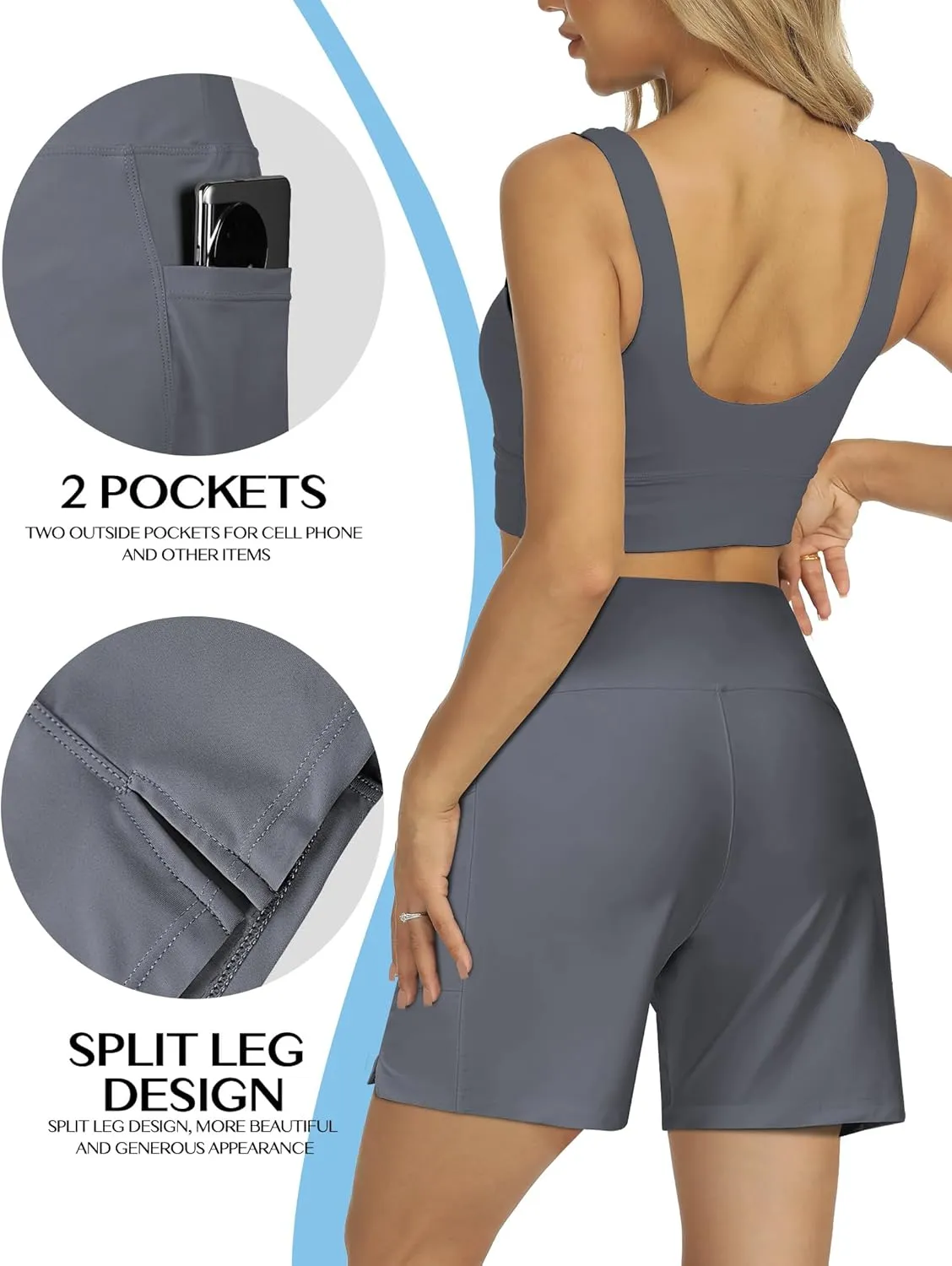 Women's 4" High-Waisted Swim Board Shorts with Liner and Pockets  Quick-Dry Beach & Swimming Shorts