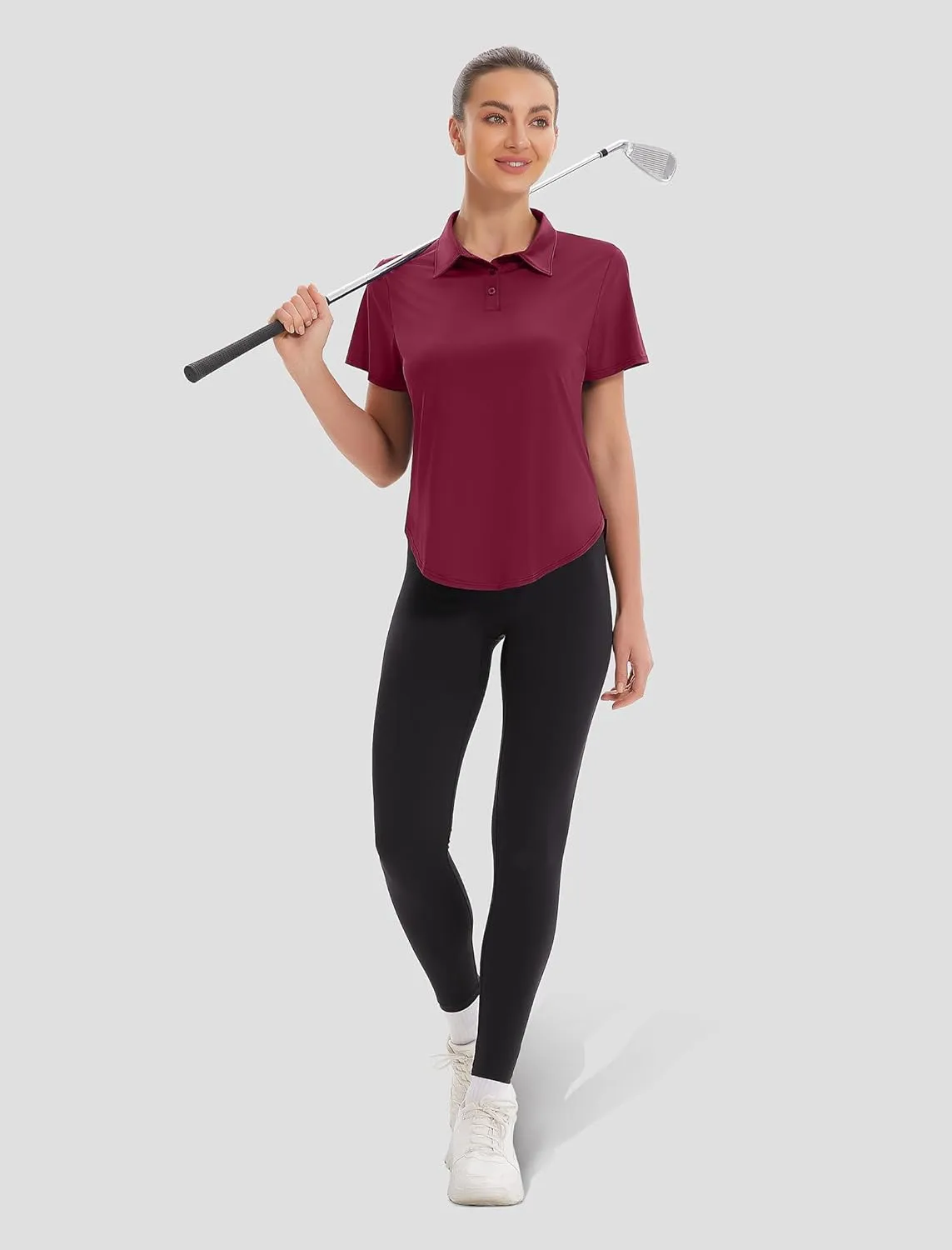 Women's Golf Polo Shirts UPF 50  Sun Protection 3-Button Short Sleeve Quick Dry Shirt Athletic Tennis Golf Tops