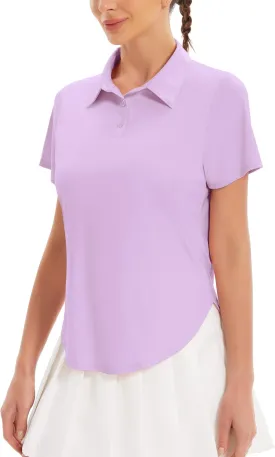 Women's Golf Polo Shirts UPF 50  Sun Protection 3-Button Short Sleeve Quick Dry Shirt Athletic Tennis Golf Tops