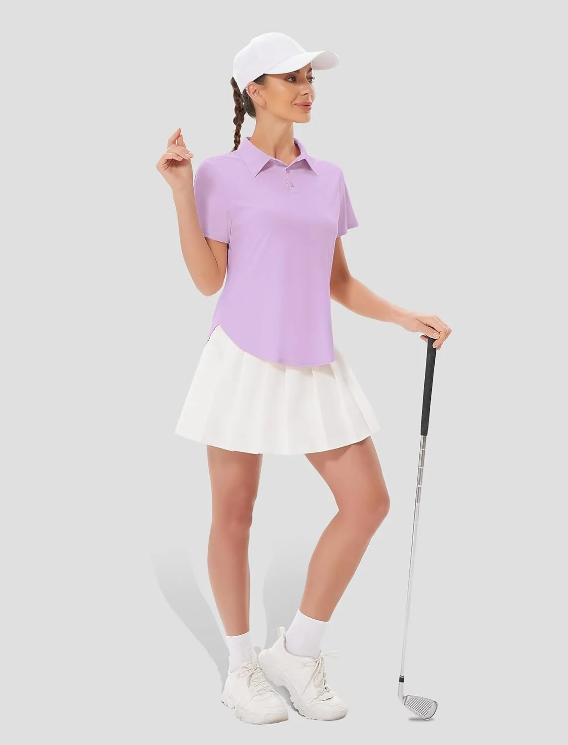 Women's Golf Polo Shirts UPF 50  Sun Protection 3-Button Short Sleeve Quick Dry Shirt Athletic Tennis Golf Tops