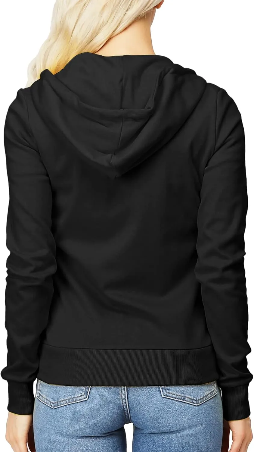Women's Slim Fit Zip Up Hoodie Lightweight Long Sleeve Kangaroo Pocket Basic Casual wear